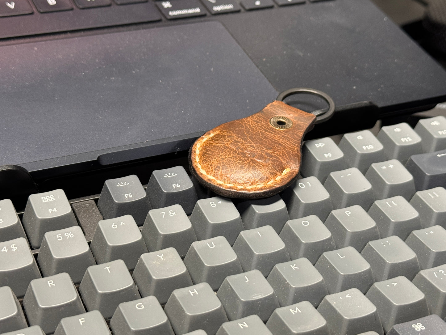 Buffalo Leather AirTag Keychain