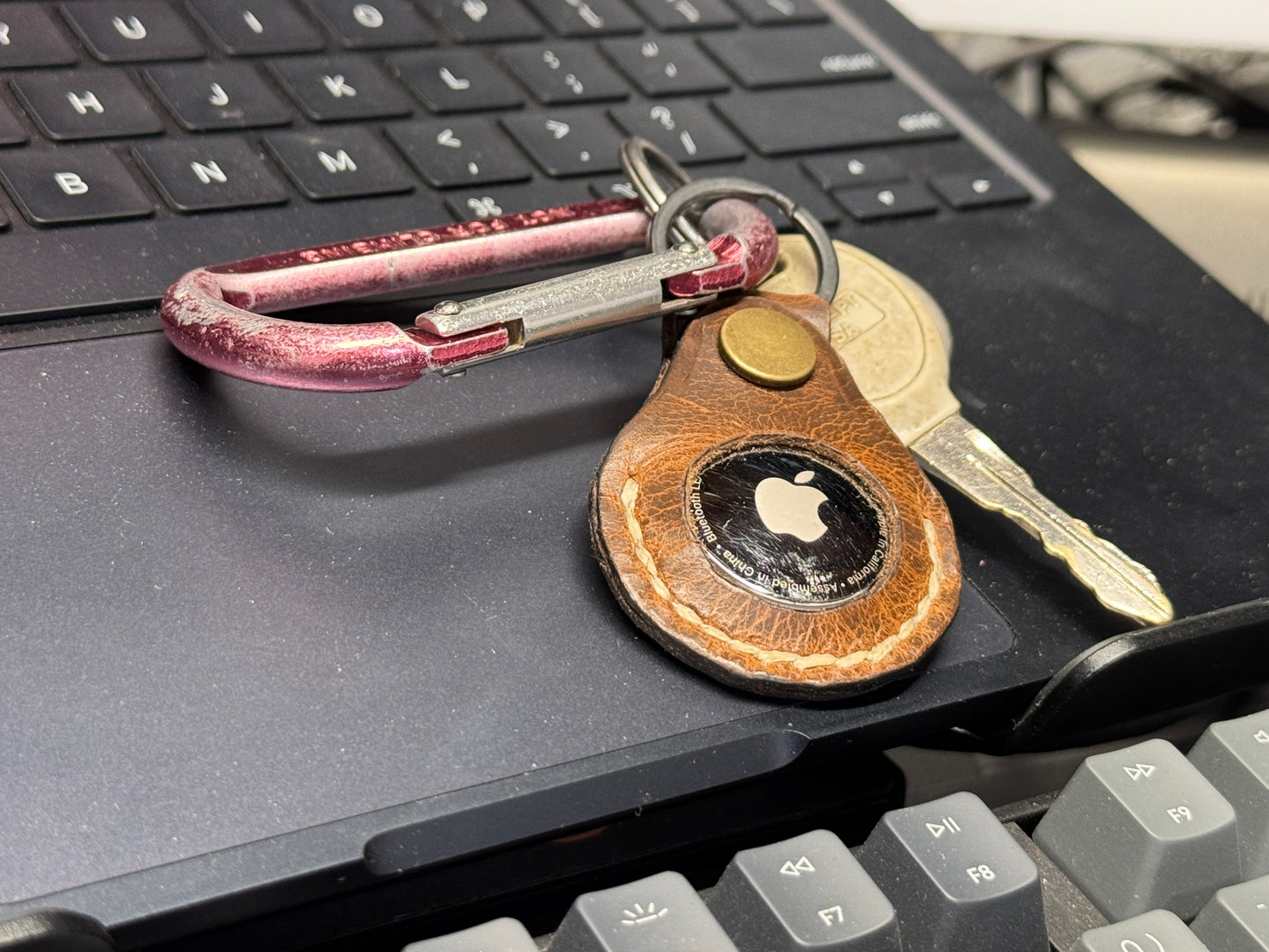Buffalo Leather AirTag Keychain