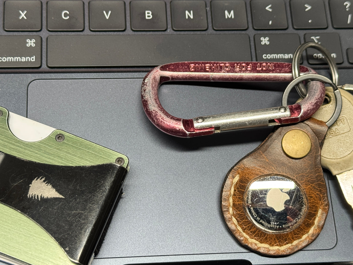 Buffalo Leather AirTag Keychain